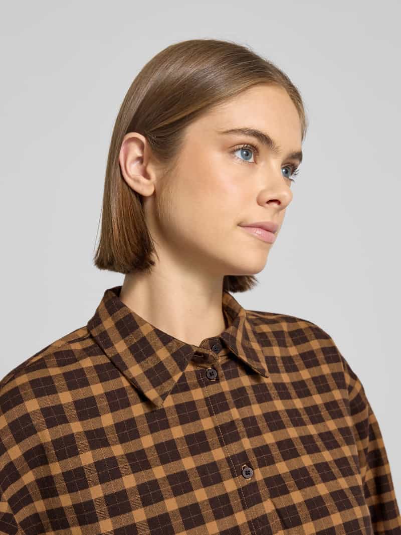 Only Korte overhemdblouse met ruitmotief model 'CAT LIFE'