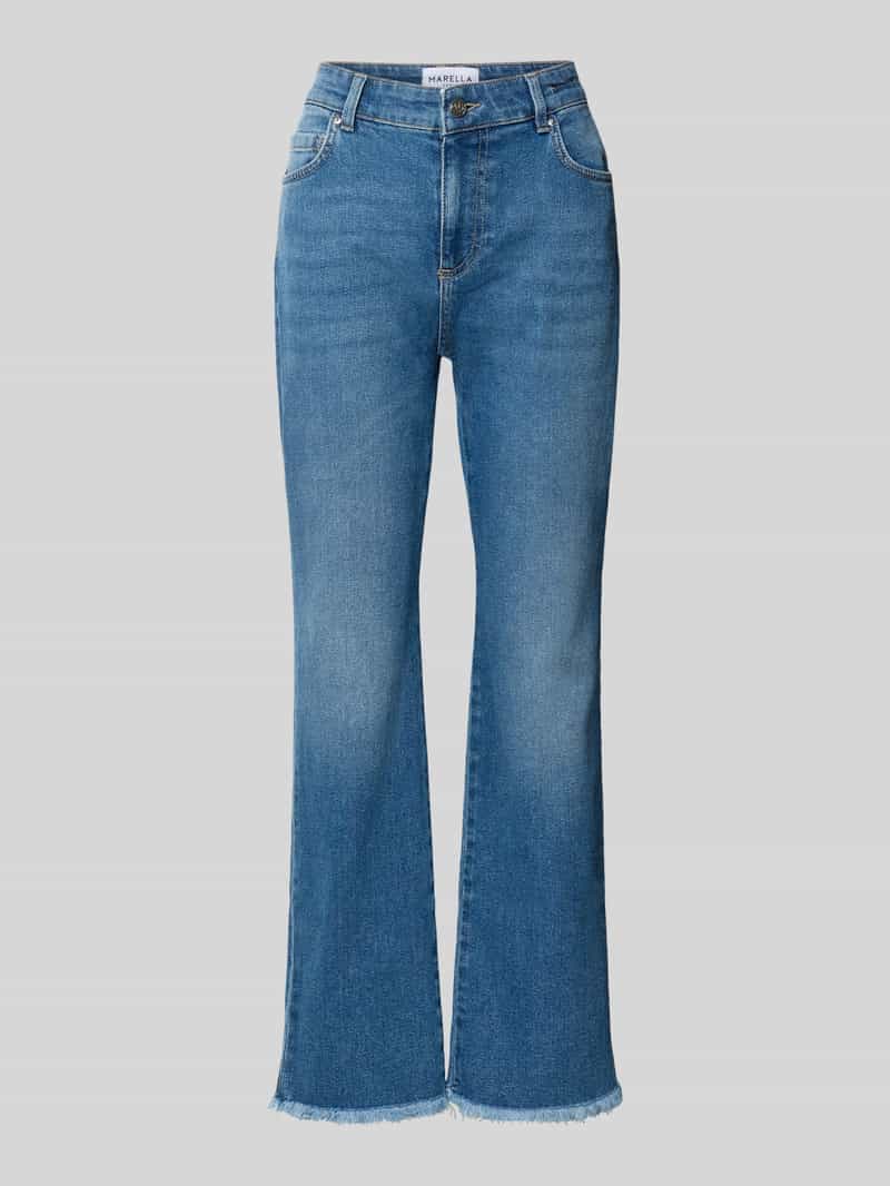 flared fit jeans van katoenmix in verkorte pasvorm