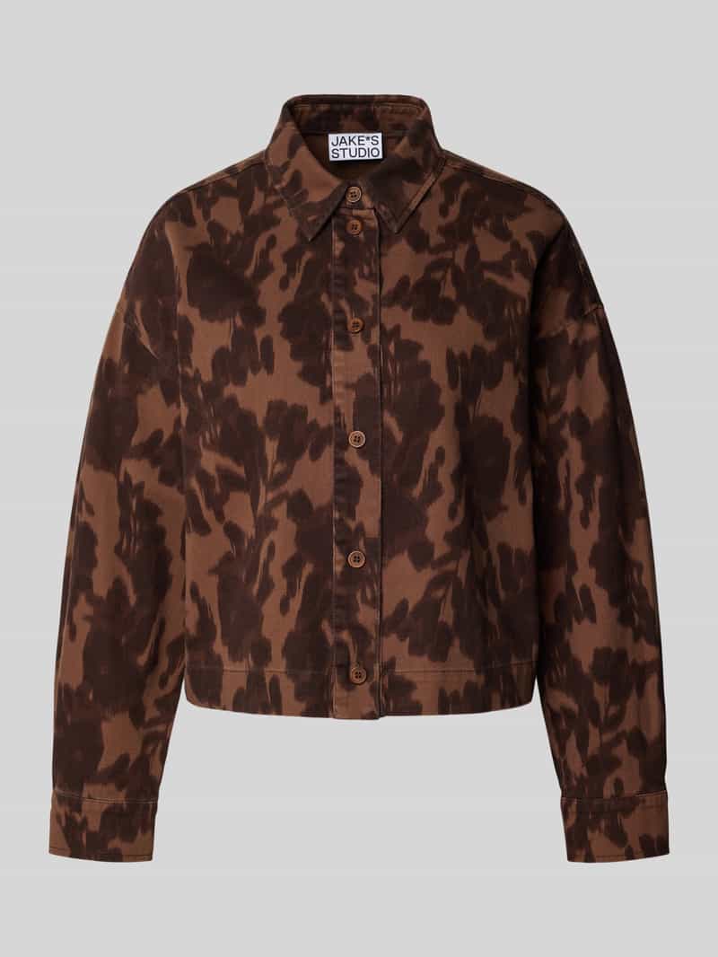 JAKE*S STUDIO WOMAN Twill overhemdjack met knoopsluiting en Kentkraag
