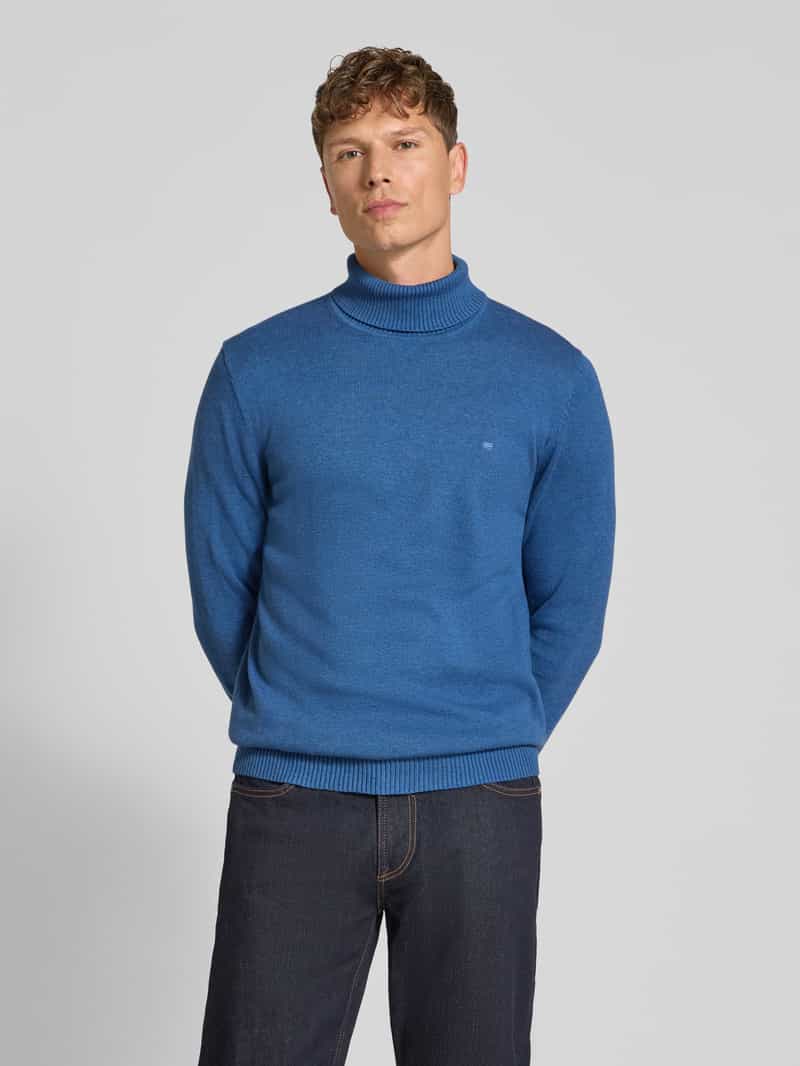 Christian Berg Men Regular fit gebreide pullover van mix van katoen en wol met col