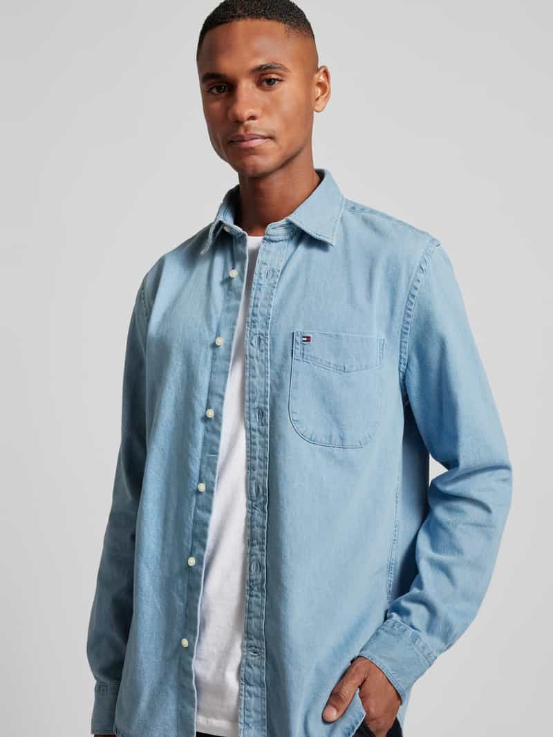 Tommy Hilfiger Regular fit jeansoverhemd met logostitching