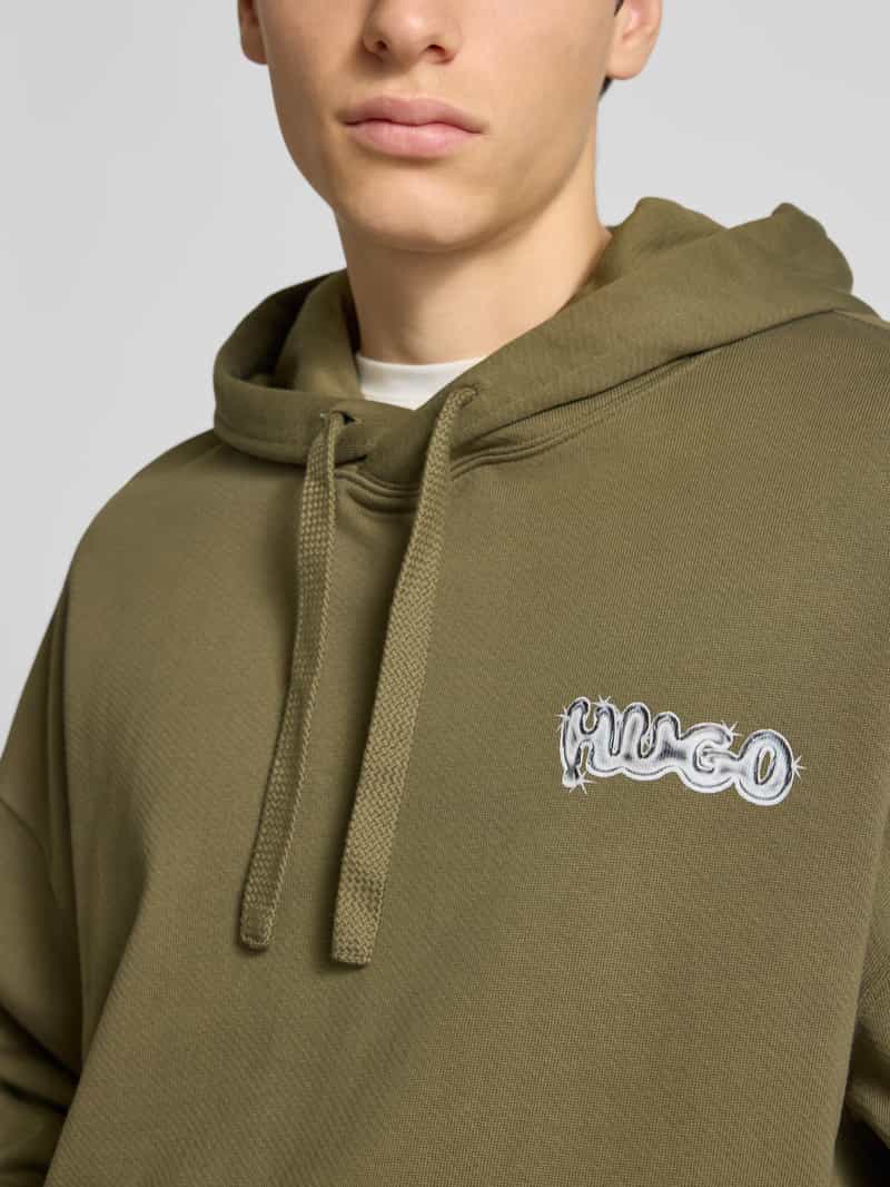 Hugo Blue Relaxed fit hoodie van puur katoen model 'NYROHOOD'