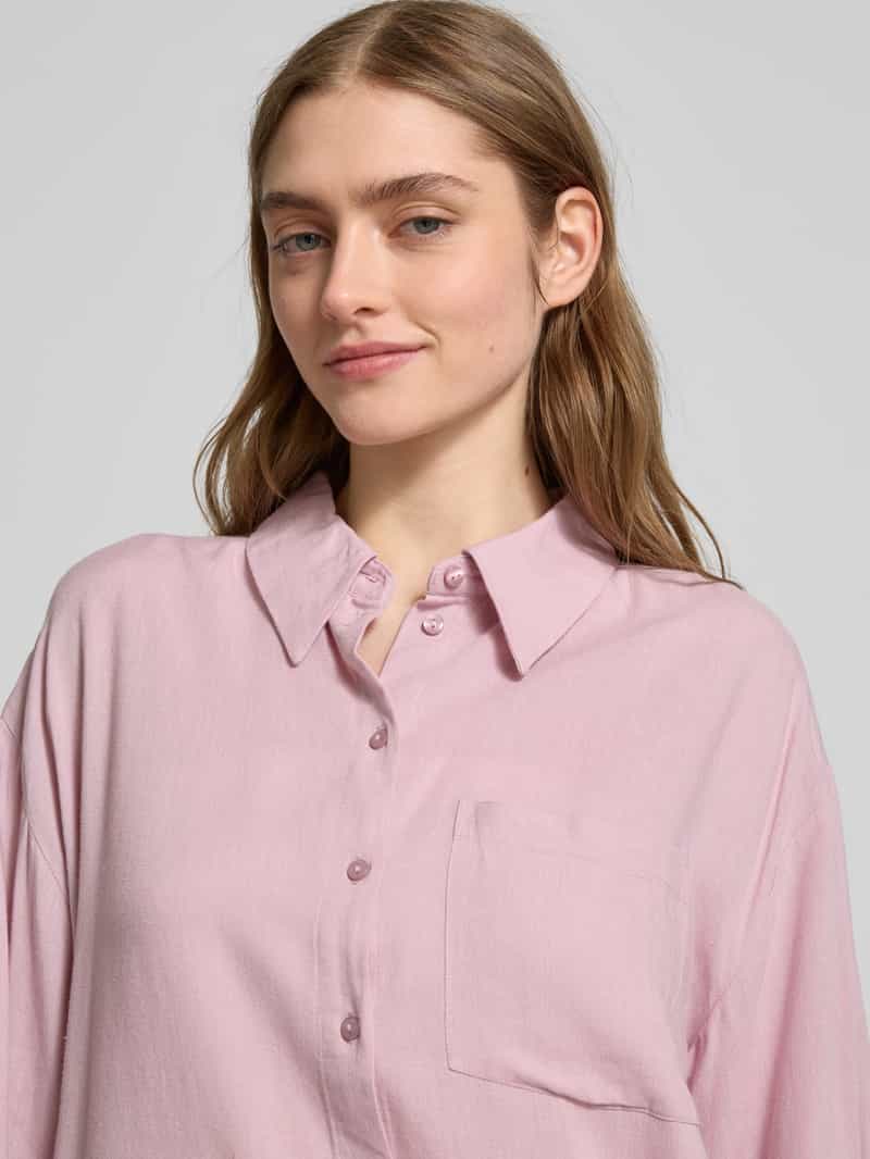 Pieces Relaxed fit overhemdblouse in een mix van viscose en linnen model 'PIA'