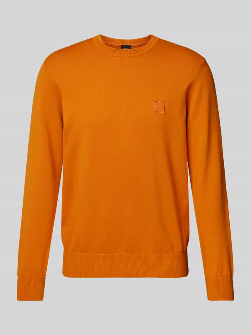 Boss Orange Gebreide pullover met labeldetail, model 'Kanovano'