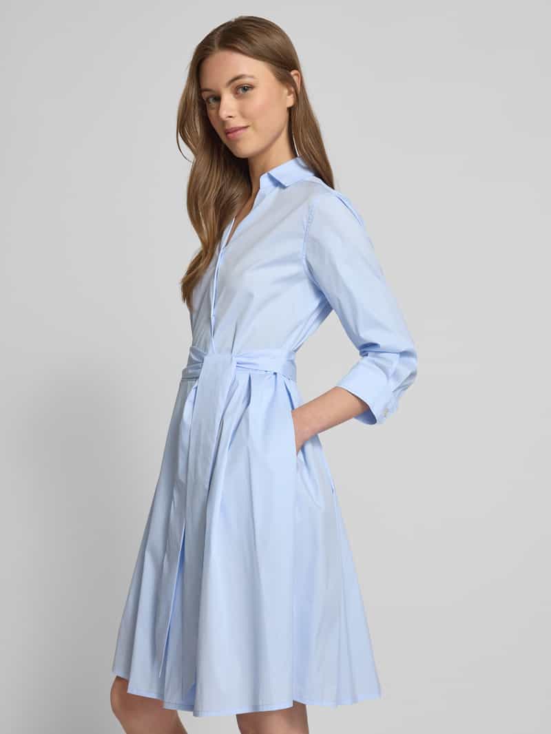 0039 italy Knielange overhemdjurk met strikceintuur model 'JULE'