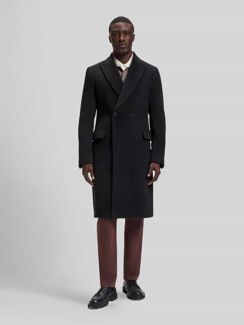 Boss Slim Fit lange jas van alpacamix model 'Hyde-DB-Peak'
