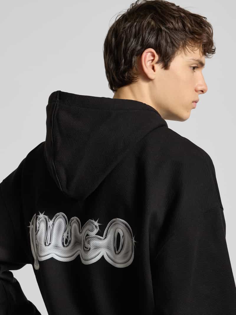 Hugo Blue Relaxed fit hoodie van puur katoen model 'NYROHOOD'