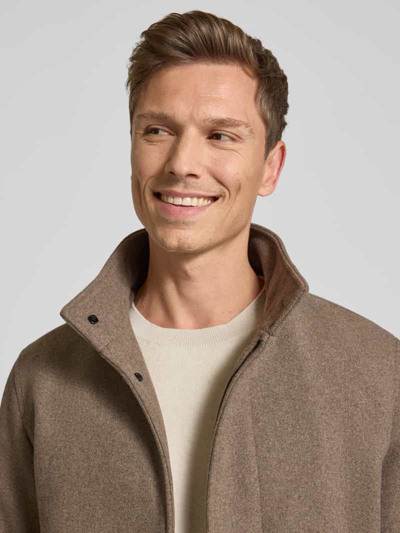 JACK & JONES Premium Lange jas van wolmix met opstaande kraag en steekzakken