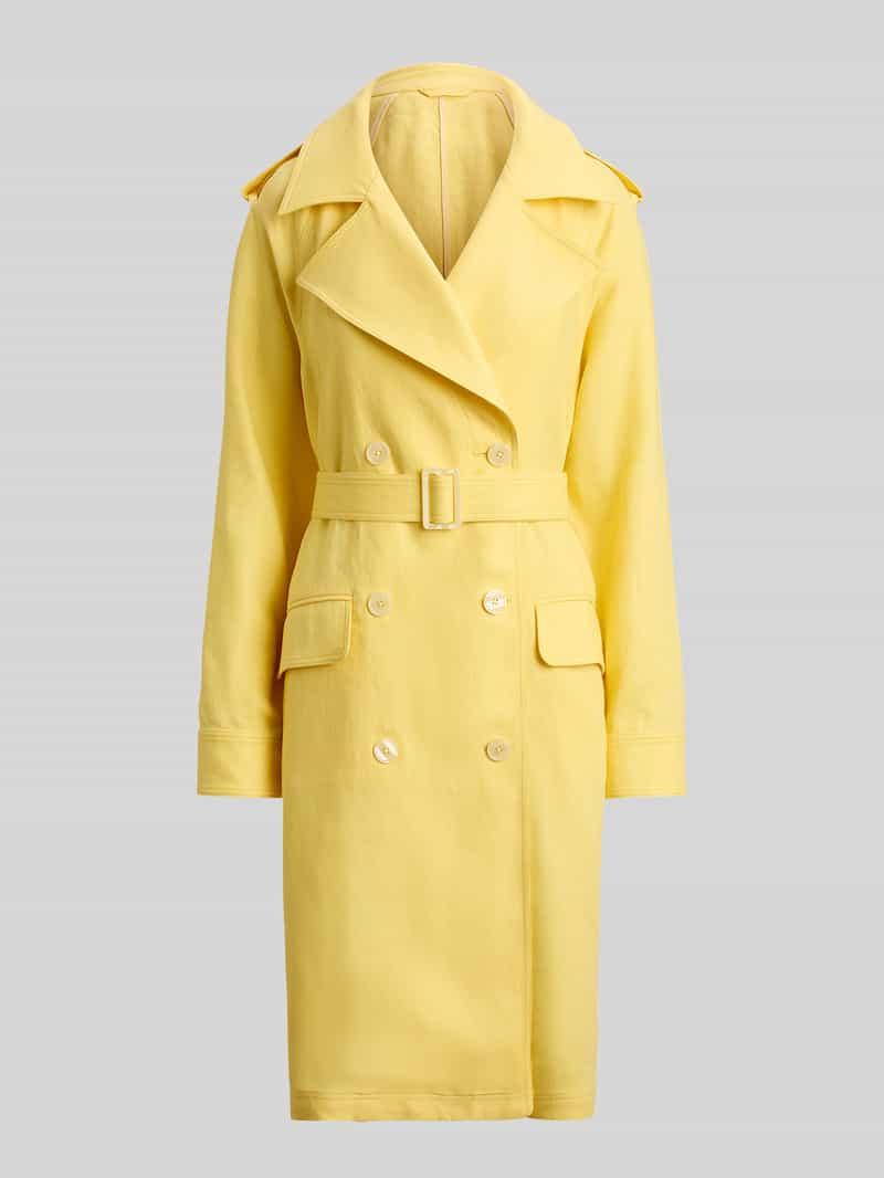 regular fit trenchcoat van puur linnen