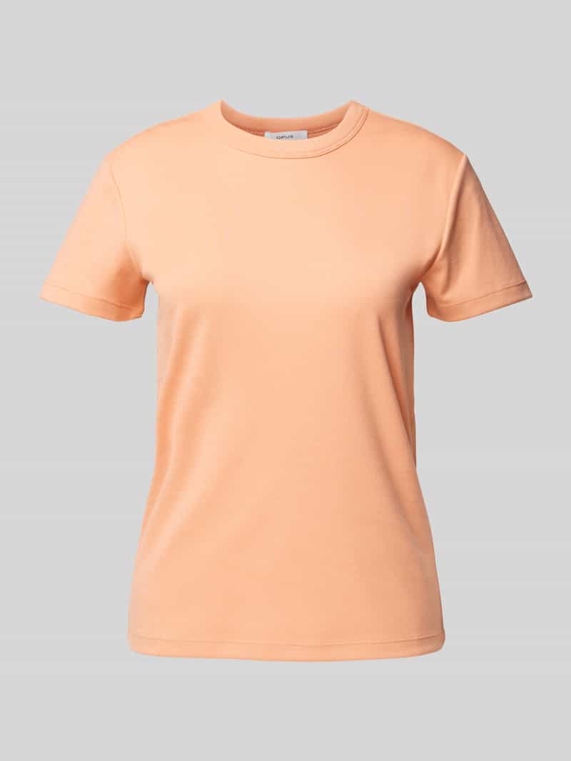 Opus T-shirt met geribde ronde hals model 'Samun'