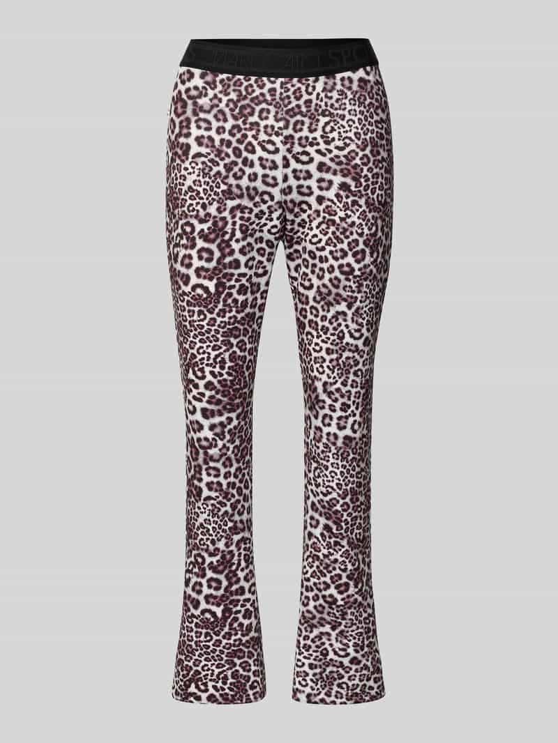 Flared fit stoffen broek met all-over dierenprint