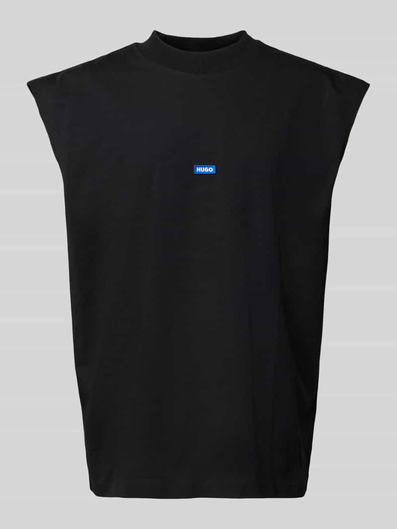 Hugo Blue Tanktop met labeldetail model 'Navertz'