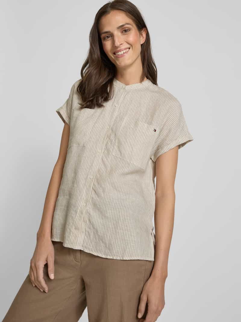 Tommy Hilfiger Relaxed fit linnen blouse met korte mouwen