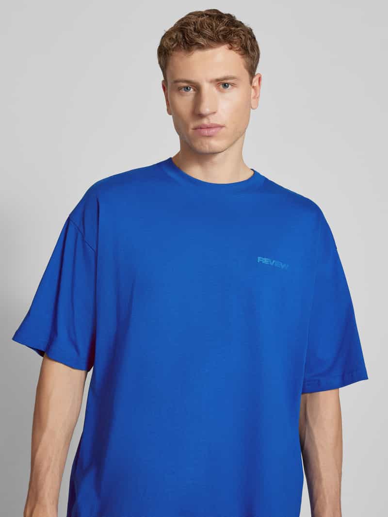 REVIEW Oversized T-shirt met geribde ronde hals