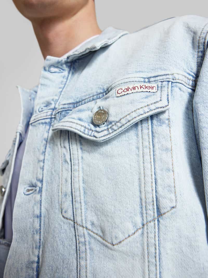 Calvin Klein Jeans Slim fit jeansjack met paspelzakken op de borst