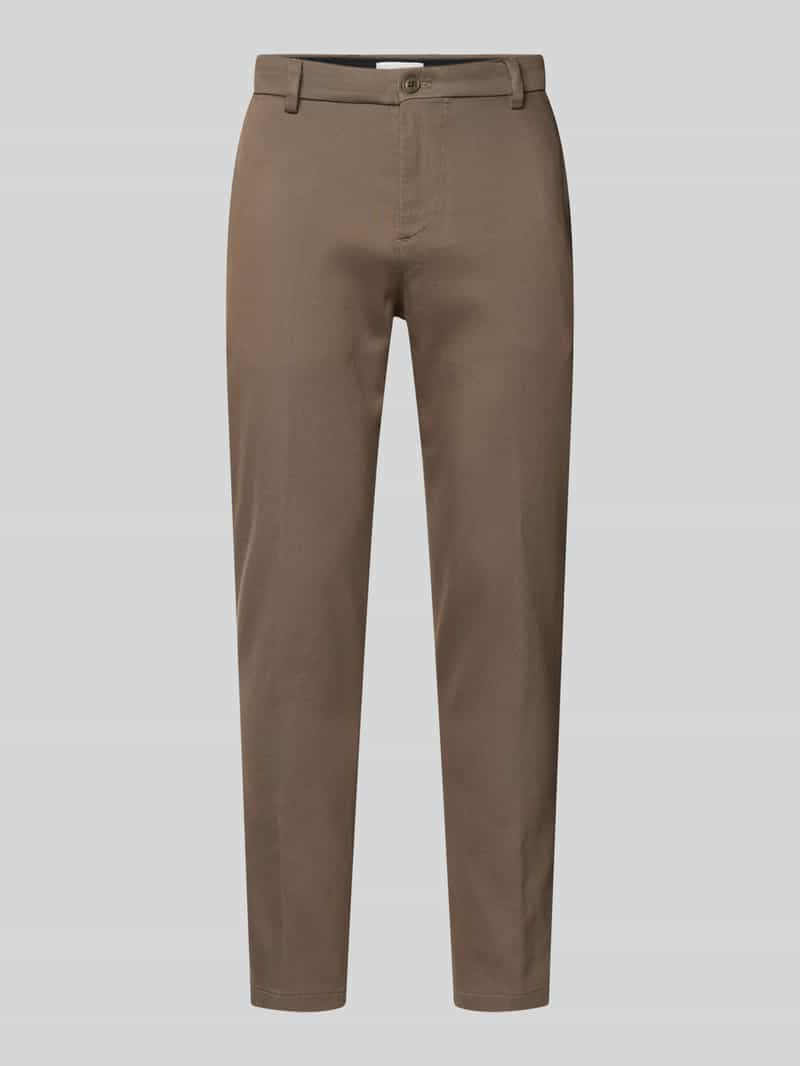 Drykorn Tapered fit stoffen broek met ceintuurlussen, model 'AJEND'