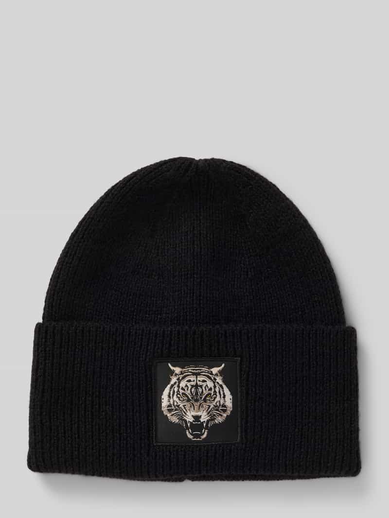 Antony Morato Beanie met brede omslag en motiefstitching
