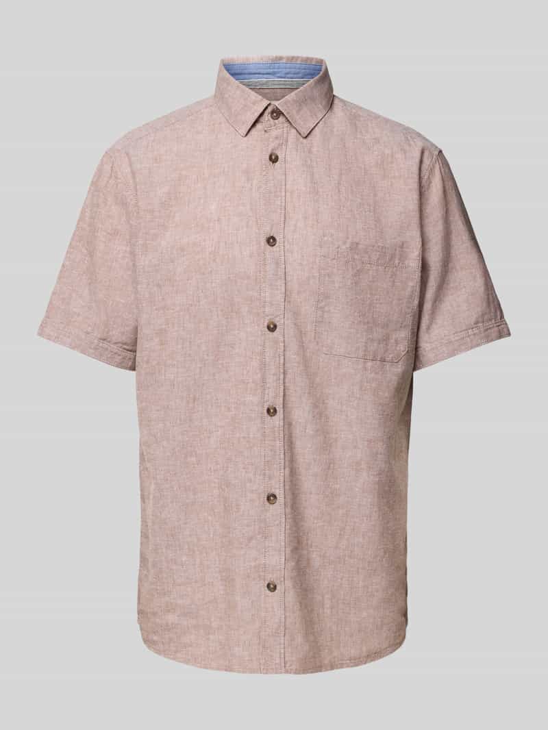 Tom Tailor Regular fit linnen overhemd met korte mouwen