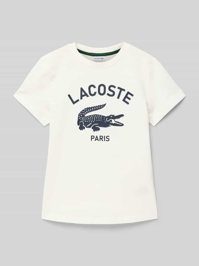 Lacoste T-shirt met labelprint en ronde hals