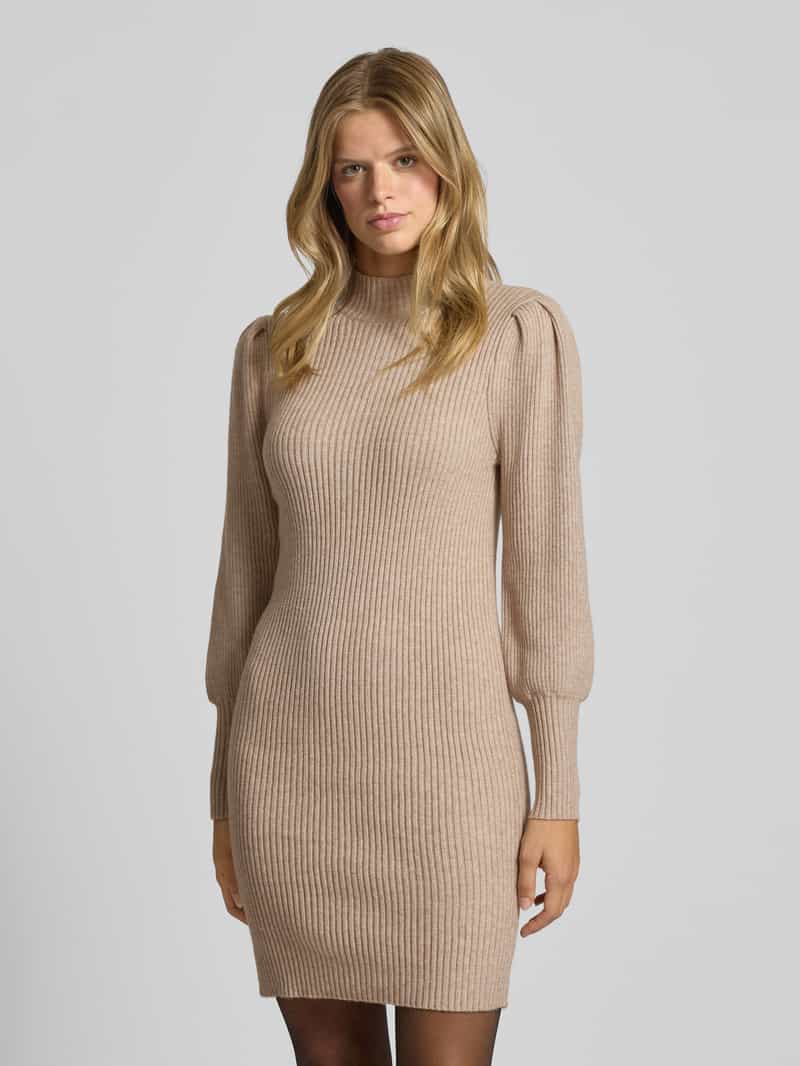 Only Comfort fit gebreide jurk van viscosemix, model 'KATIA' beige gemêleerd, foto 4