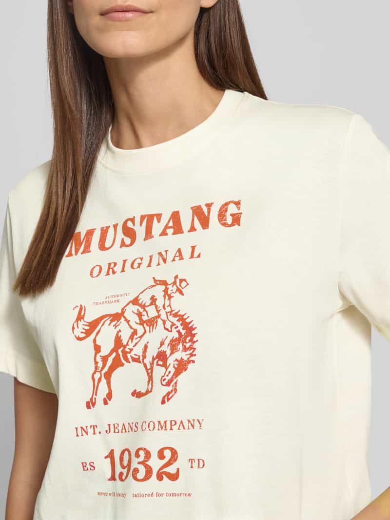 mustang T-shirt met labelprint model 'Floris'