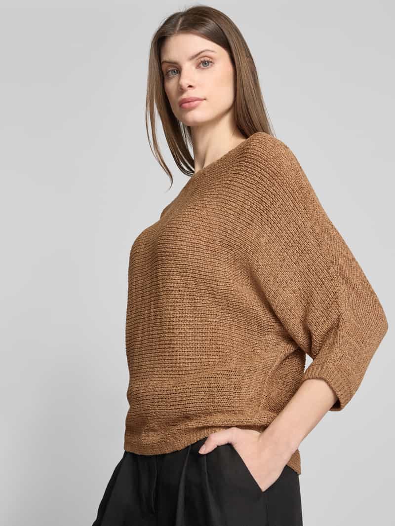 Zero Gebreide pullover met boothals en 3 4-mouwen