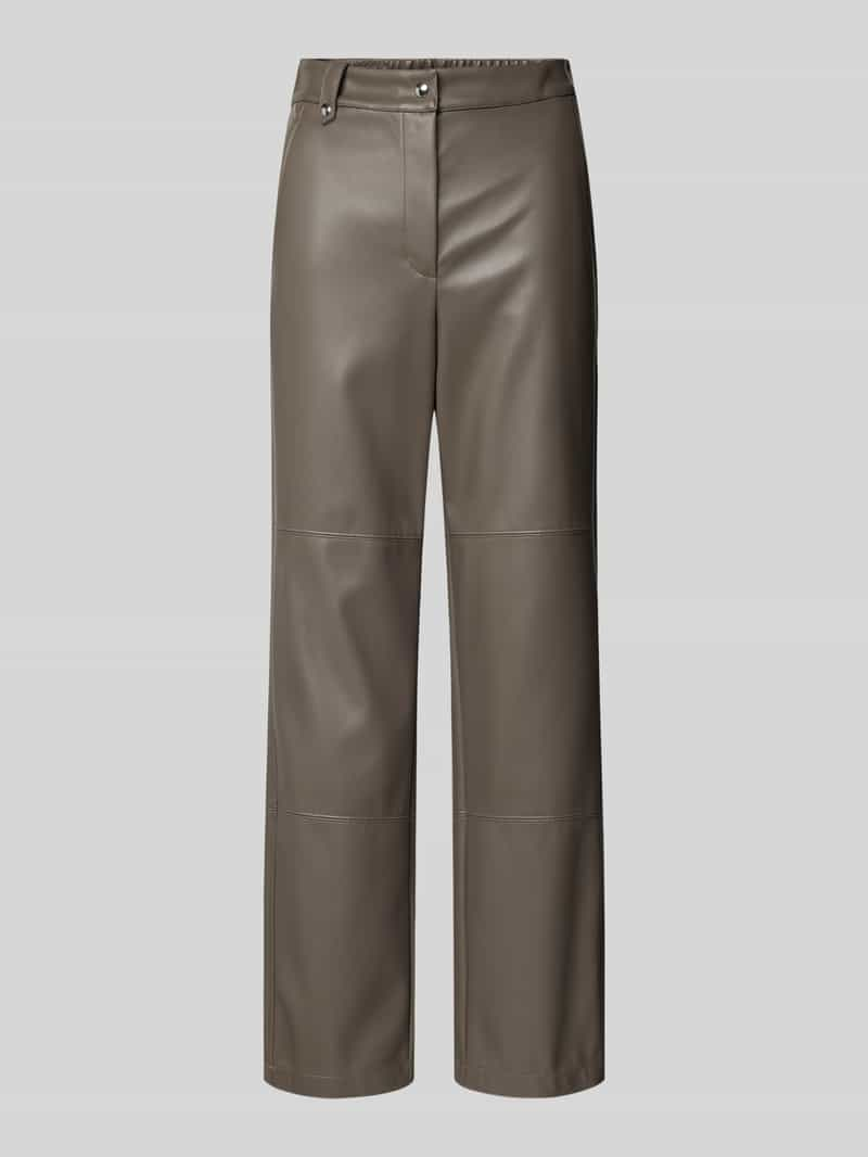 MaxMara Leisure Straight fit stoffen broek in leerlook, 'STRUZZO'