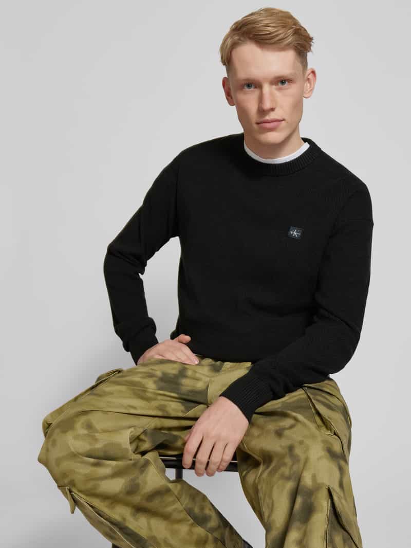 Calvin Klein Jeans Gebreide pullover met labelpatch