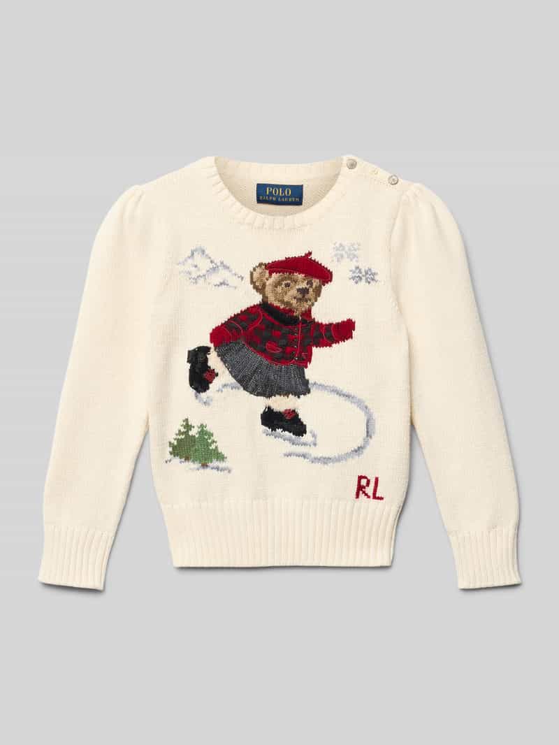 Polo Ralph Lauren Kids Gebreide pullover met motief en ronde hals