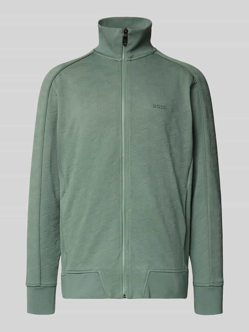 BOSS Green Regular fit sweatjack met structuurmotief model 'MIRROR'