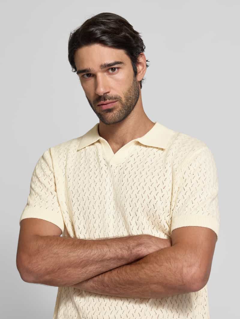 Selected Homme Regular fit poloshirt in gehaakte look model 'LINO'