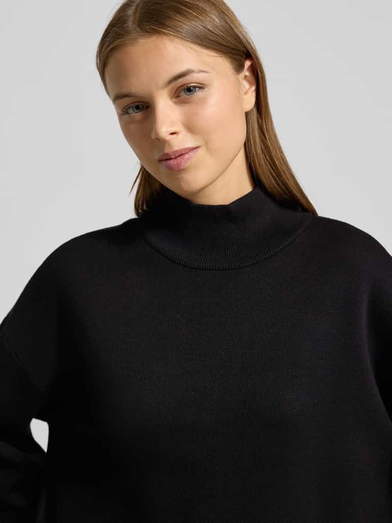 Jake*s Collection Gebreide jurk van viscosemix met opstaande kraag
