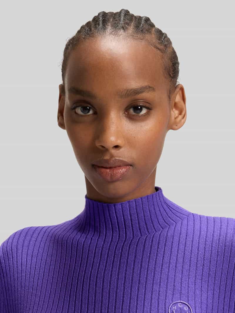 Hugo Blue Slim fit gebreide pullover met ribstructuur model 'SARMIE'