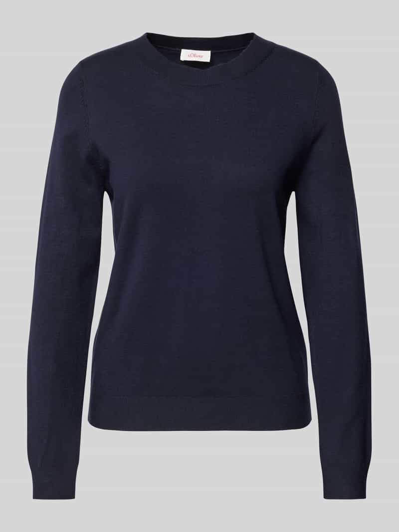 S.Oliver RED LABEL Korte gebreide pullover van viscosemix met geribde ronde hals