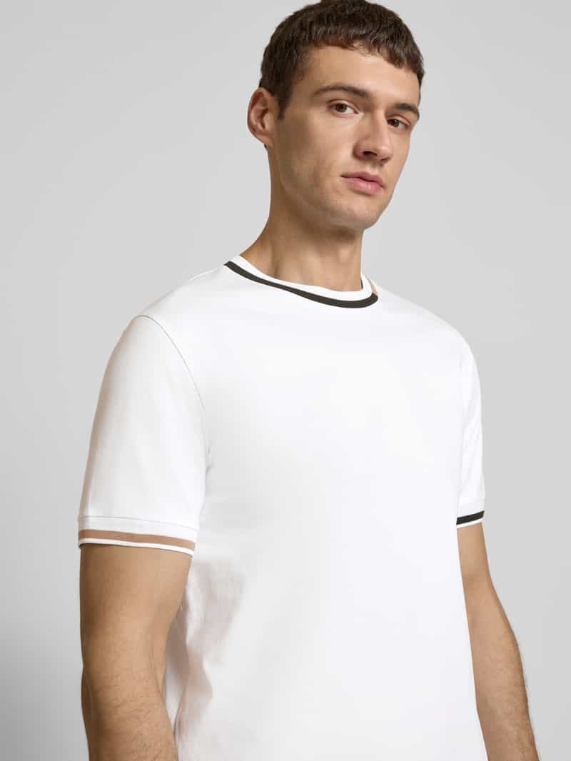 Boss T-shirt met ribboorden model 'Thompson'