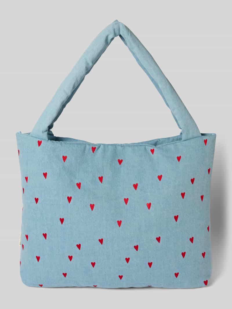 STUDIO NOOS Shopper met stitchings model 'Denim Hearts'