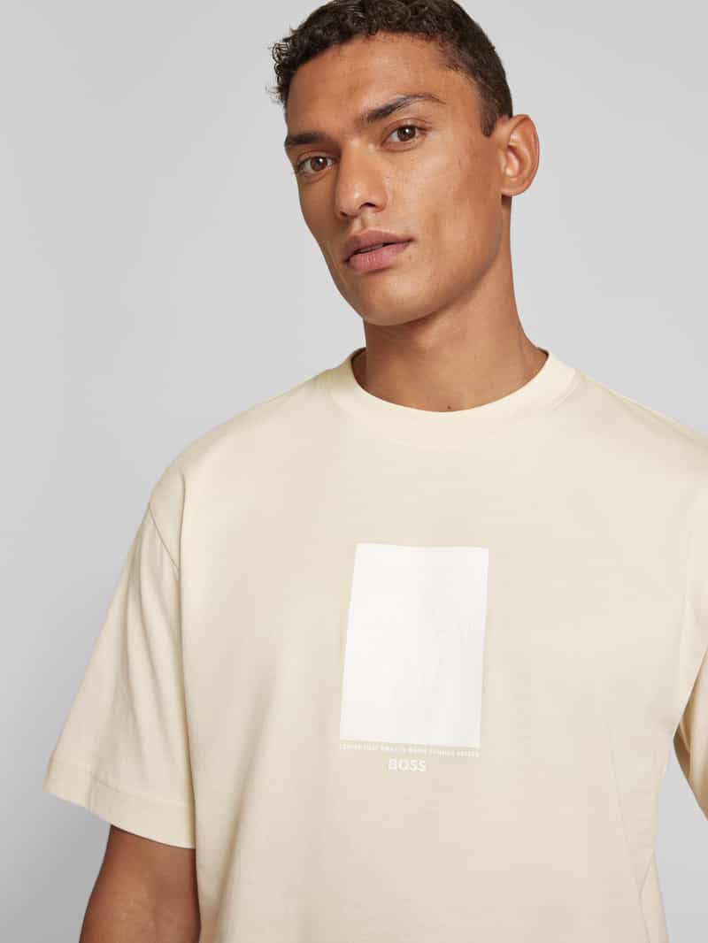 Boss T-shirt met statement- en labelprint model 'Tessin'