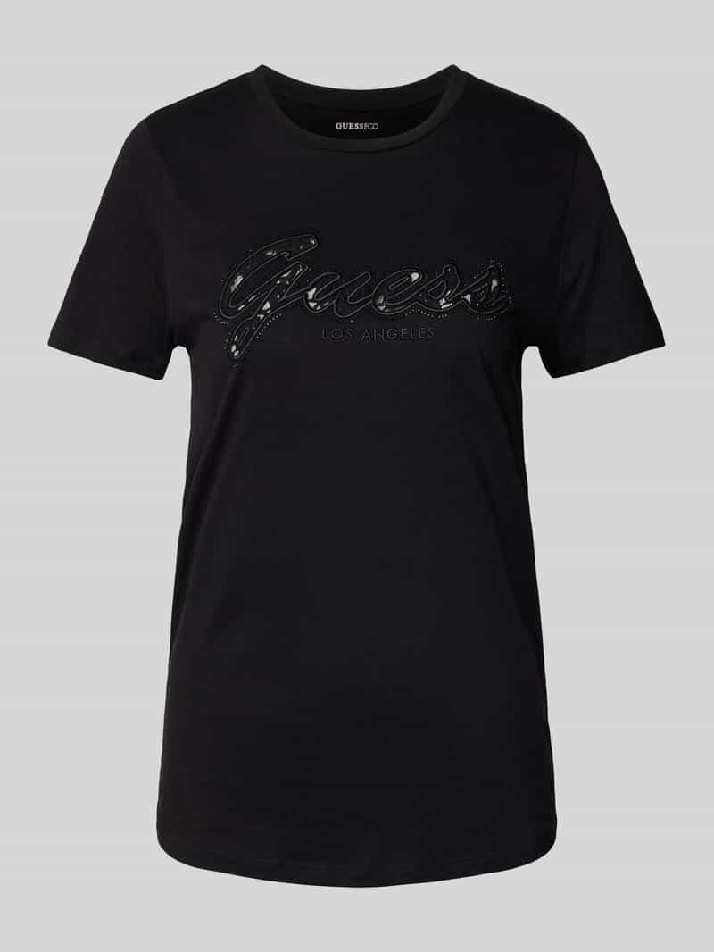 Guess T-shirt van viscose met strass-steentjes
