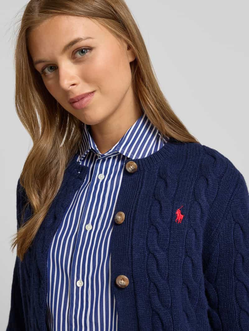 Polo Ralph Lauren Gebreid jack van een mix van linnen en kasjmier met kabelpatroon