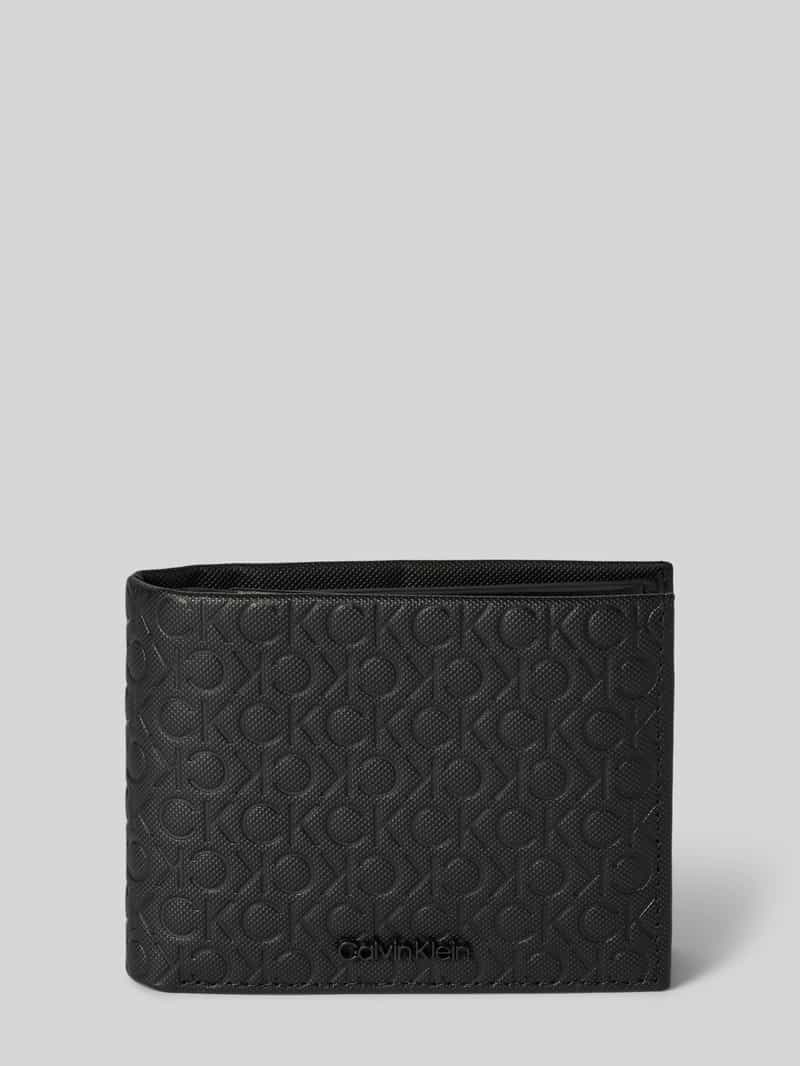 CK Calvin Klein Leren portemonnee met labelapplicatie, model 'CK MUST'