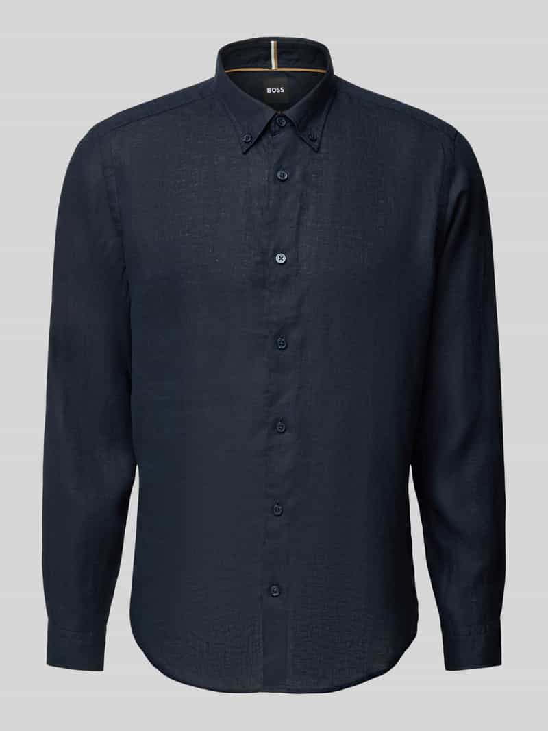 Boss Regular fit linnen overhemd met button-downkraag