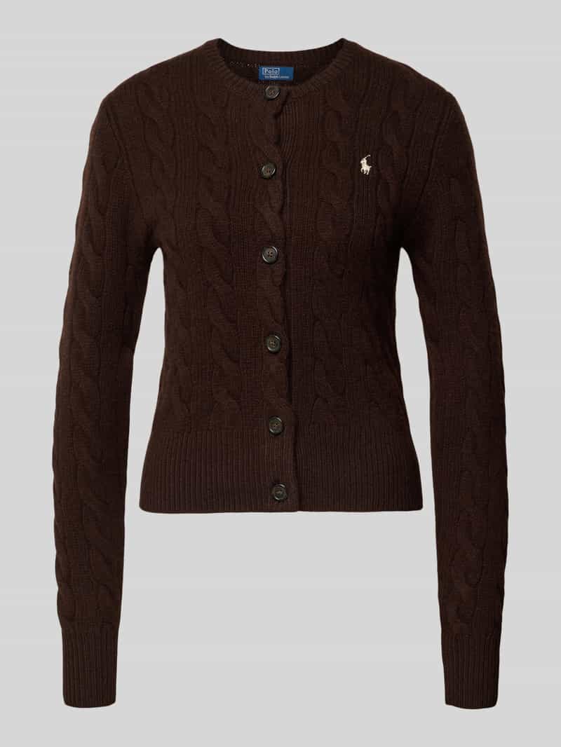 Polo Ralph Lauren Gebreid jack van een mix van linnen en kasjmier met kabelpatroon