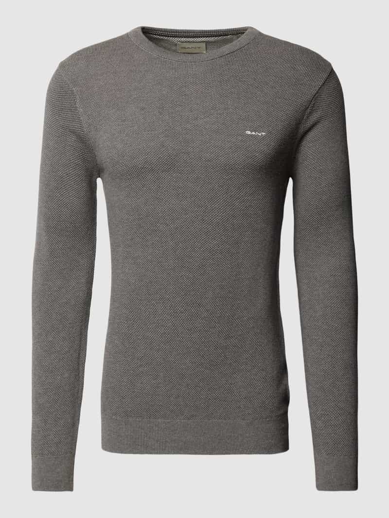 Gant Trui met ronde hals COTTON PIQUE C-NECK met logoborduursel op borsthoogte