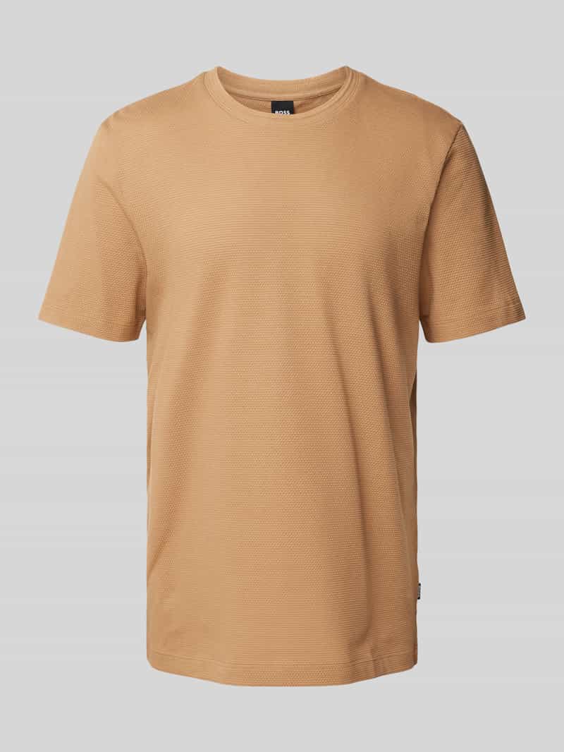 T-shirt met geribde ronde hals model 'TIBURT'