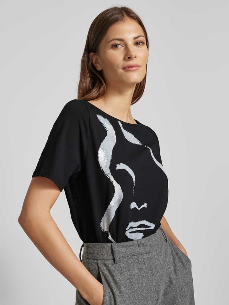 s.Oliver BLACK LABEL Regular fit T-shirt van katoenmix met glitterdetails