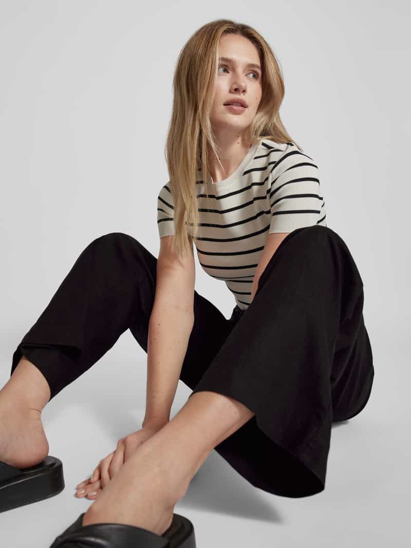 s.Oliver RED LABEL Broek in effen design met strikceintuur