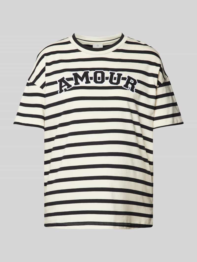 Kaffe Oversized T-shirt met geribde ronde hals model 'heidi'