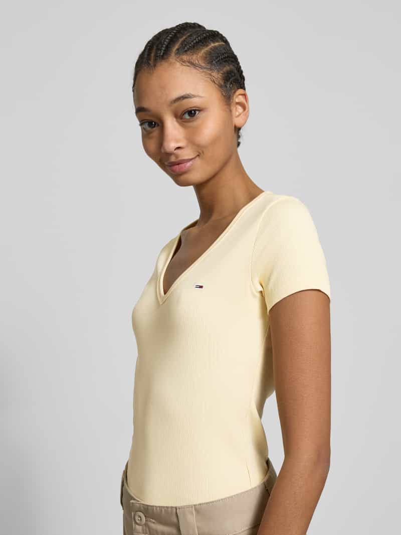 Tommy Jeans Slim fit T-shirt met diepe V-hals