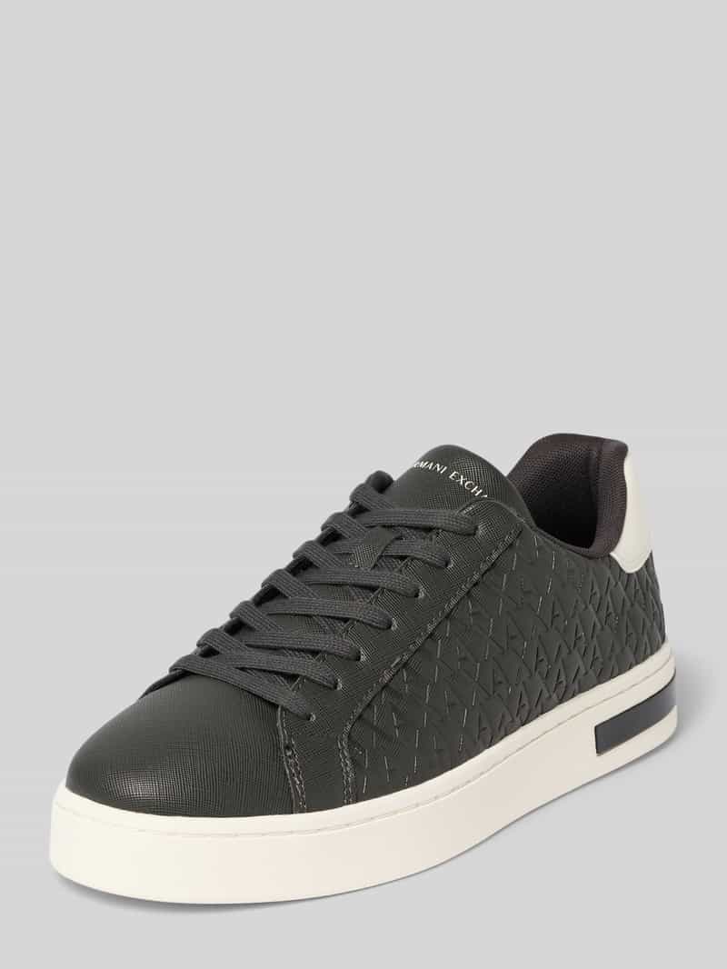 Armani Exchange Sneaker mit Schnürung und Logo-Muster in Anthrazit, Größe 41 209432441