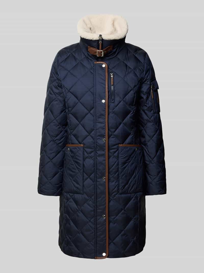 Lauren Ralph Lauren Gewatteerde lange jas met opstaande kraag en ritssluiting